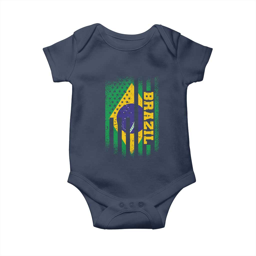 Brazilian Americans Brazilian Pride Latin Vintage USA Brazil Flag Baby Onesie