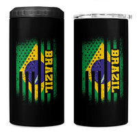 Brazilian Americans Brazilian Pride Latin Vintage USA Brazil Flag 4 in 1 Can Cooler Tumbler