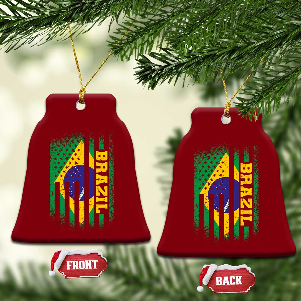 Brazilian Americans Brazilian Pride Latin Vintage USA Brazil Flag Ceramic Ornament
