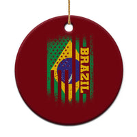 Brazilian Americans Brazilian Pride Latin Vintage USA Brazil Flag Ceramic Ornament