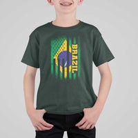 Brazilian Americans Brazilian Pride Latin Vintage USA Brazil Flag T Shirt For Kid