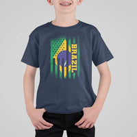 Brazilian Americans Brazilian Pride Latin Vintage USA Brazil Flag T Shirt For Kid