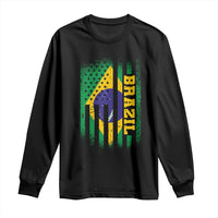 Brazilian Americans Brazilian Pride Latin Vintage USA Brazil Flag Long Sleeve Shirt