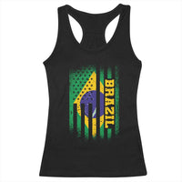Brazilian Americans Brazilian Pride Latin Vintage USA Brazil Flag Racerback Tank Top
