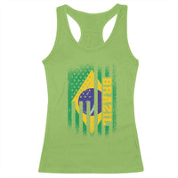 Brazilian Americans Brazilian Pride Latin Vintage USA Brazil Flag Racerback Tank Top