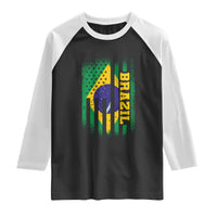 Brazilian Americans Brazilian Pride Latin Vintage USA Brazil Flag Raglan Shirt