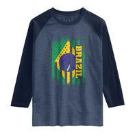 Brazilian Americans Brazilian Pride Latin Vintage USA Brazil Flag Raglan Shirt