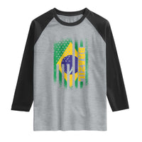 Brazilian Americans Brazilian Pride Latin Vintage USA Brazil Flag Raglan Shirt