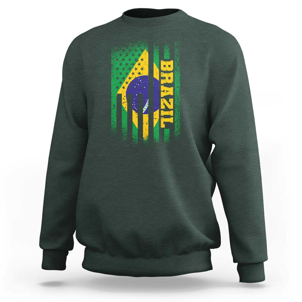 Brazilian Americans Brazilian Pride Latin Vintage USA Brazil Flag Sweatshirt