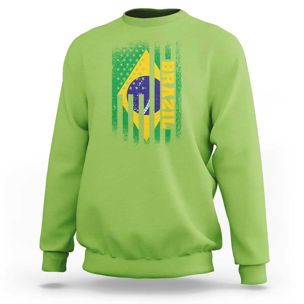 Brazilian Americans Brazilian Pride Latin Vintage USA Brazil Flag Sweatshirt