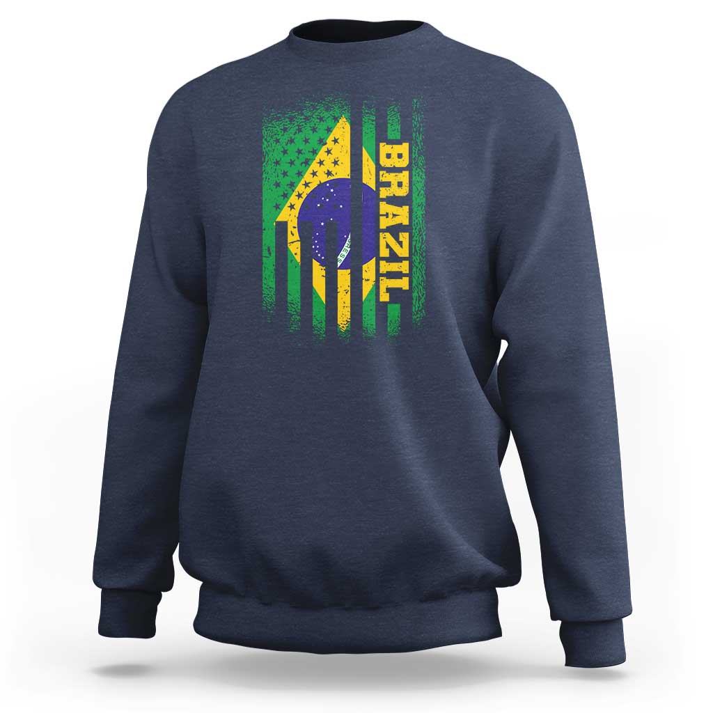 Brazilian Americans Brazilian Pride Latin Vintage USA Brazil Flag Sweatshirt