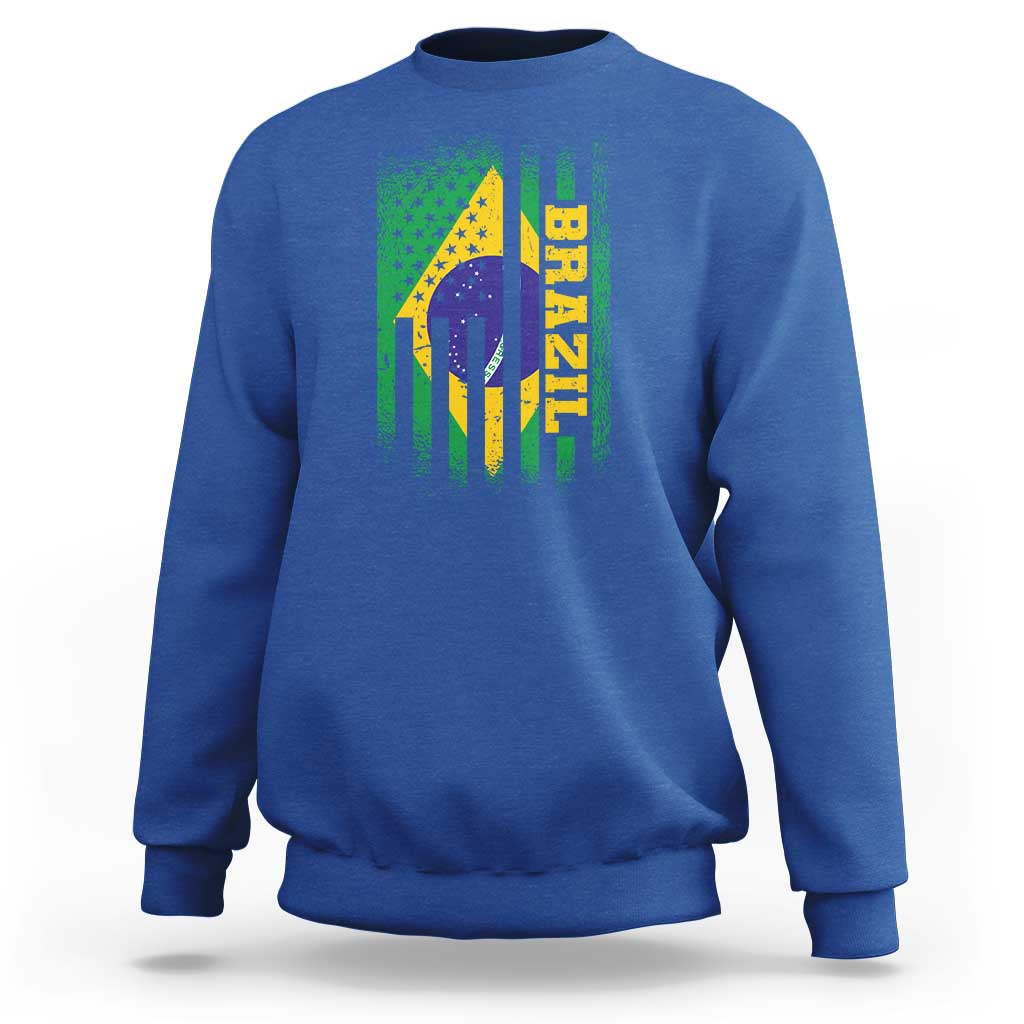 Brazilian Americans Brazilian Pride Latin Vintage USA Brazil Flag Sweatshirt