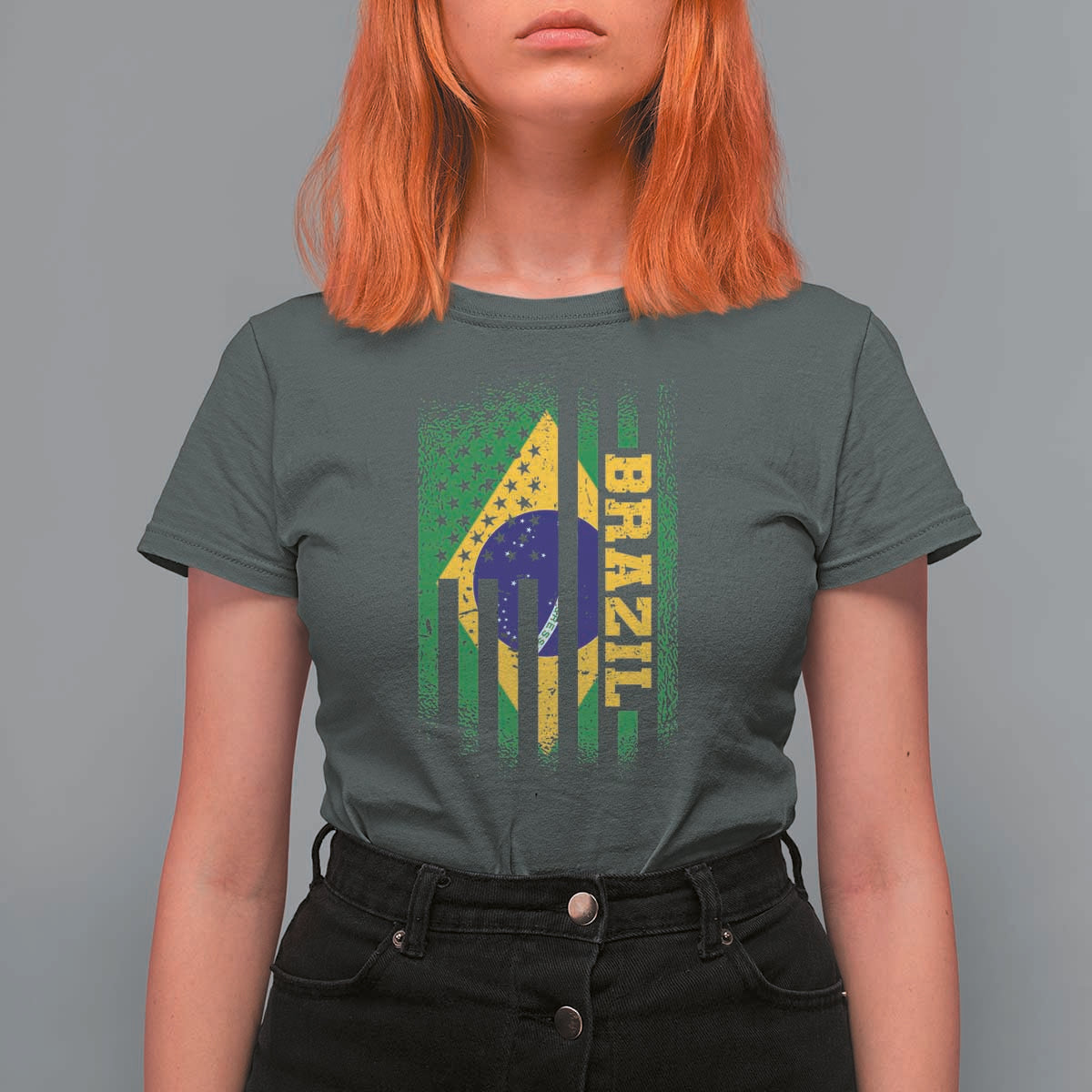 Brazilian Americans Brazilian Pride Latin Vintage USA Brazil Flag T Shirt For Women