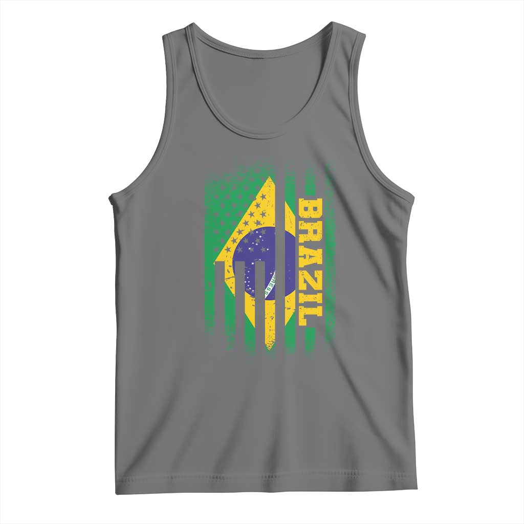 Brazilian Americans Brazilian Pride Latin Vintage USA Brazil Flag Tank Top