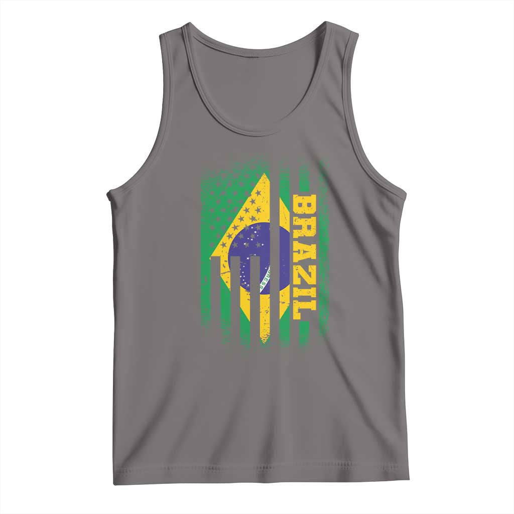 Brazilian Americans Brazilian Pride Latin Vintage USA Brazil Flag Tank Top
