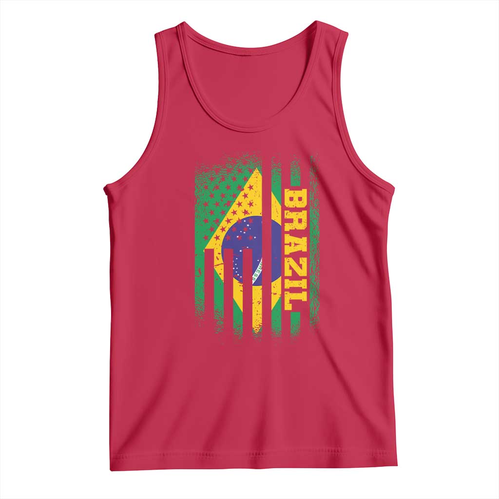 Brazilian Americans Brazilian Pride Latin Vintage USA Brazil Flag Tank Top