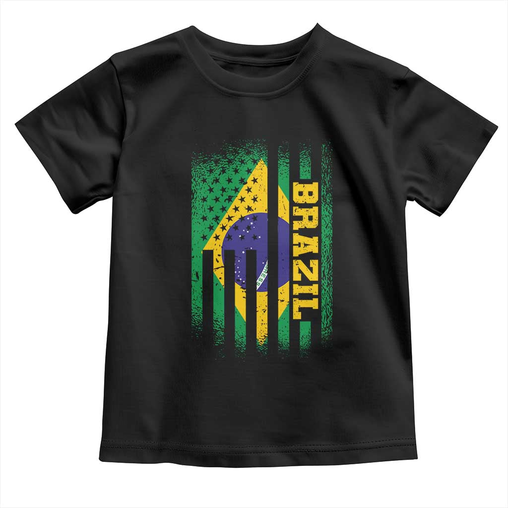 Brazilian Americans Brazilian Pride Latin Vintage USA Brazil Flag Toddler T Shirt