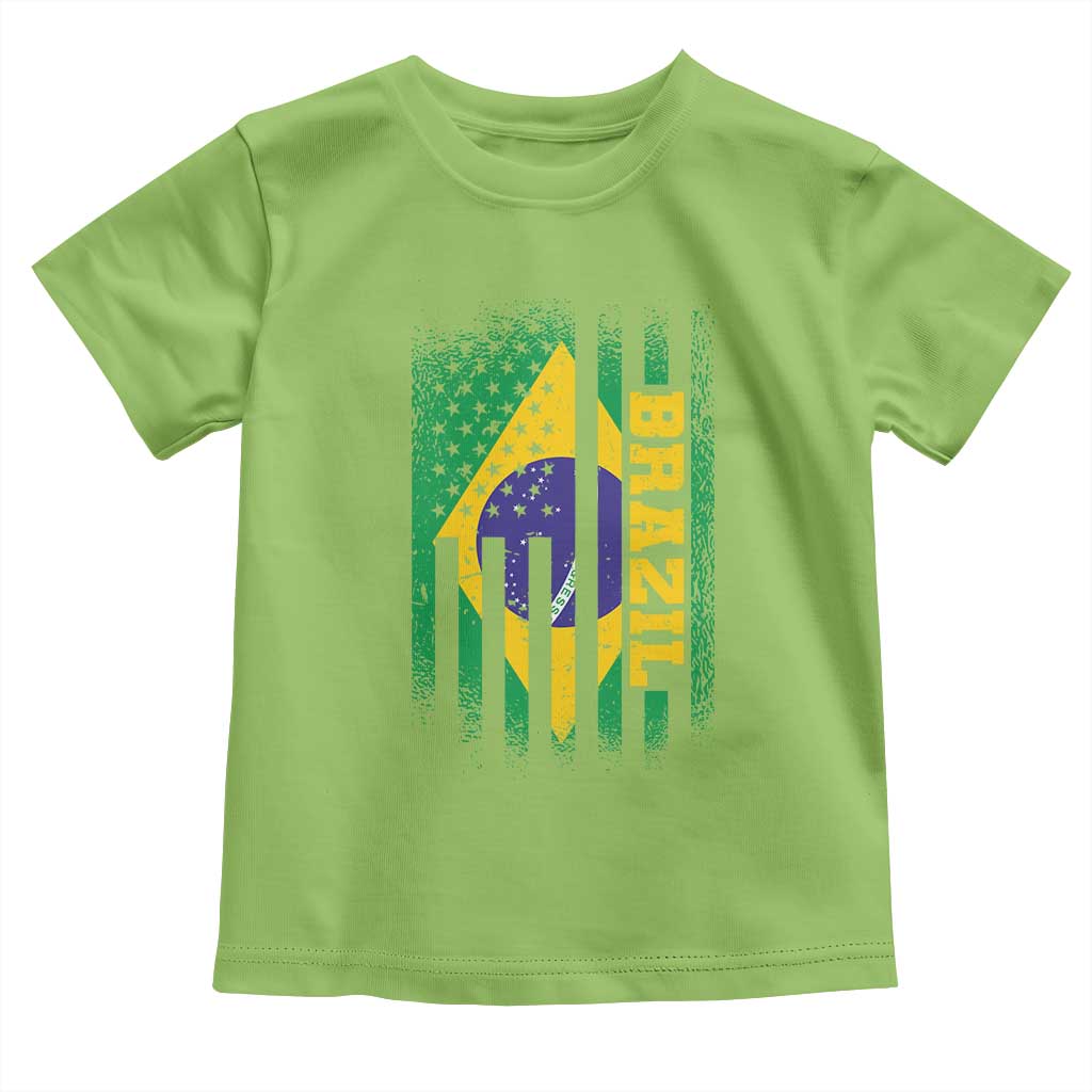 Brazilian Americans Brazilian Pride Latin Vintage USA Brazil Flag Toddler T Shirt