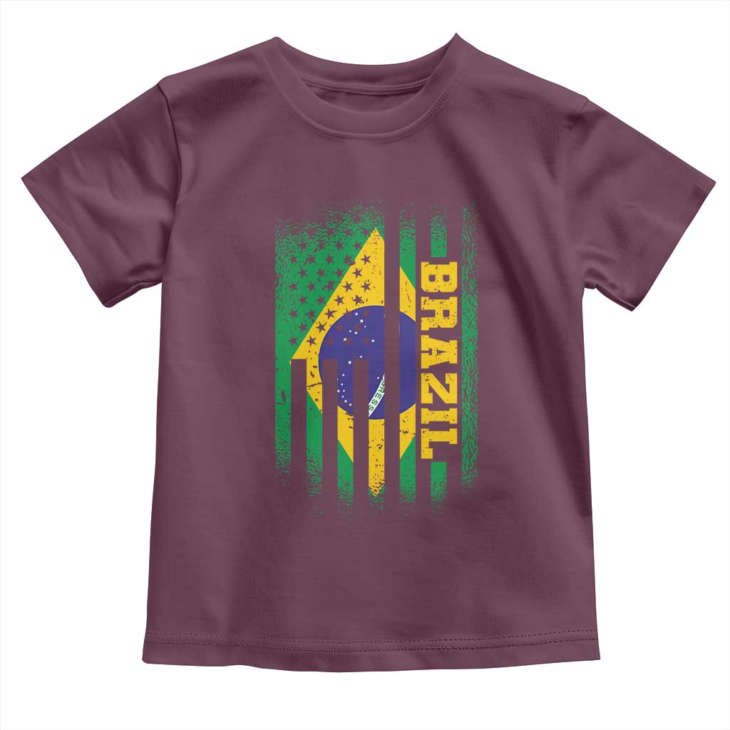 Brazilian Americans Brazilian Pride Latin Vintage USA Brazil Flag Toddler T Shirt