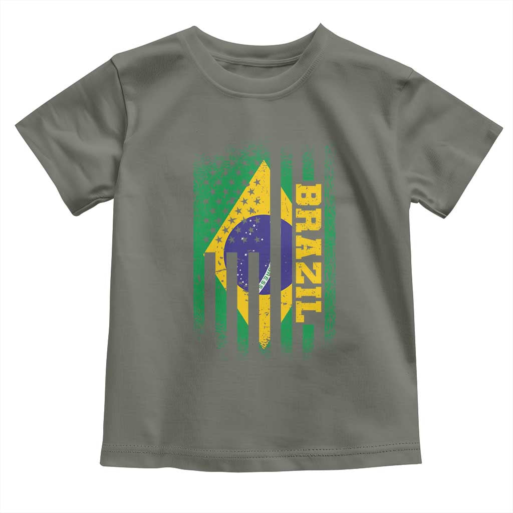 Brazilian Americans Brazilian Pride Latin Vintage USA Brazil Flag Toddler T Shirt