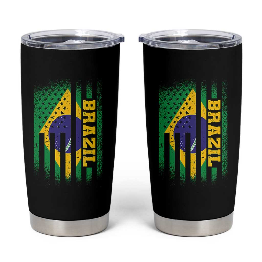 Brazilian Americans Brazilian Pride Latin Vintage USA Brazil Flag Tumbler Cup