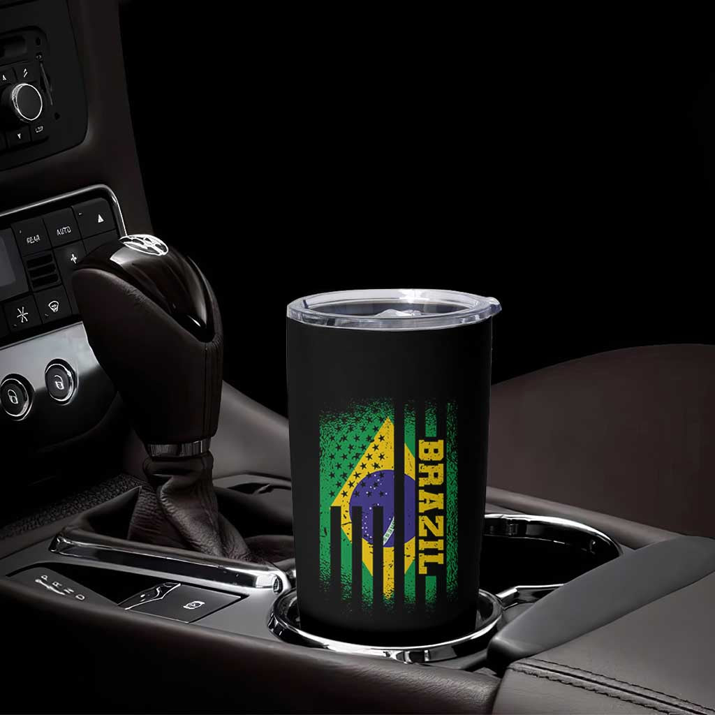 Brazilian Americans Brazilian Pride Latin Vintage USA Brazil Flag Tumbler Cup