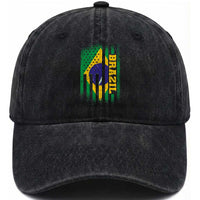 Brazilian Americans Brazilian Pride Latin Vintage USA Brazil Flag Washed Cotton Baseball Cap
