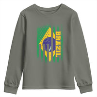 Brazilian Americans Brazilian Pride Latin Vintage USA Brazil Flag Youth Sweatshirt