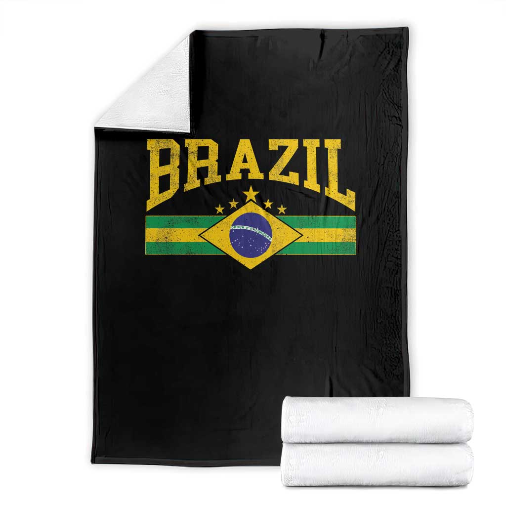 Brazilian Pride Vintage Brasil Brazil Flag Latin America Throw Blanket - Wonder Print Shop