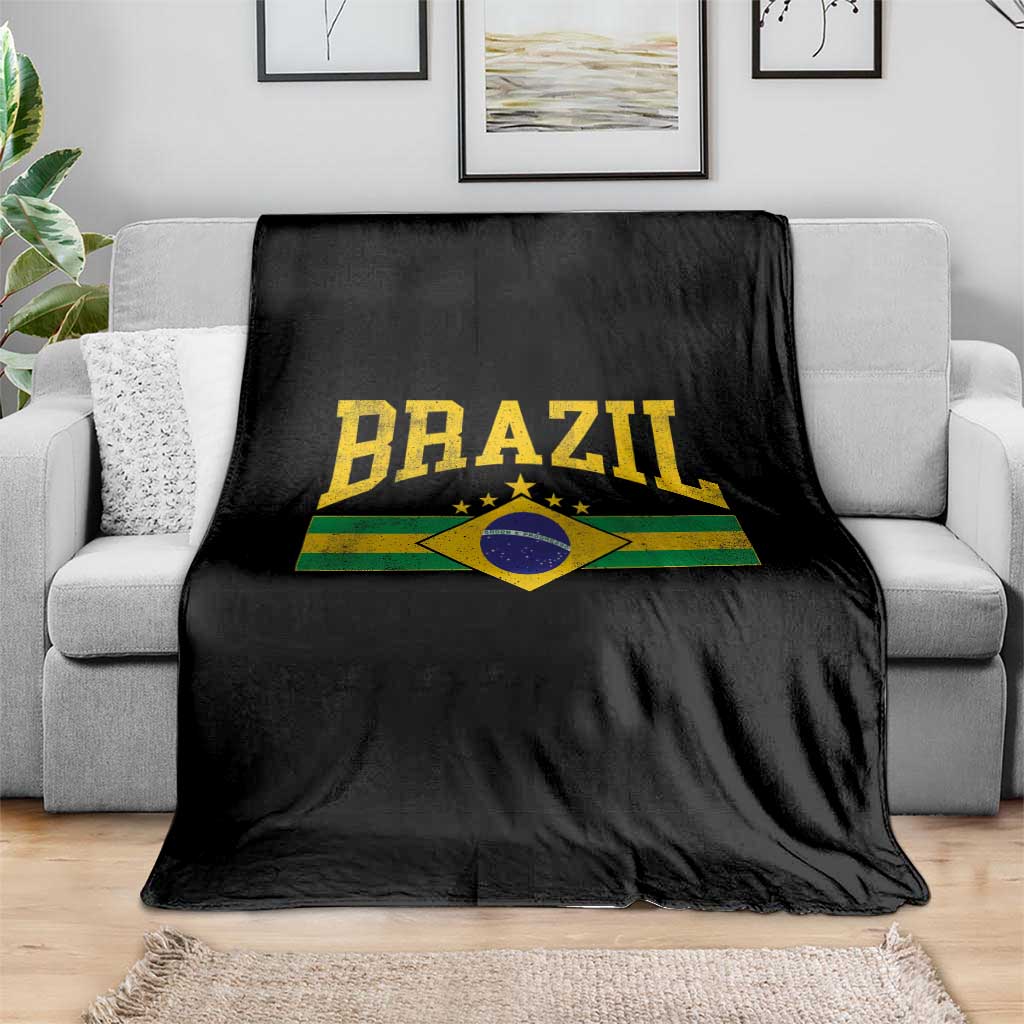 Brazilian Pride Vintage Brasil Brazil Flag Latin America Throw Blanket - Wonder Print Shop