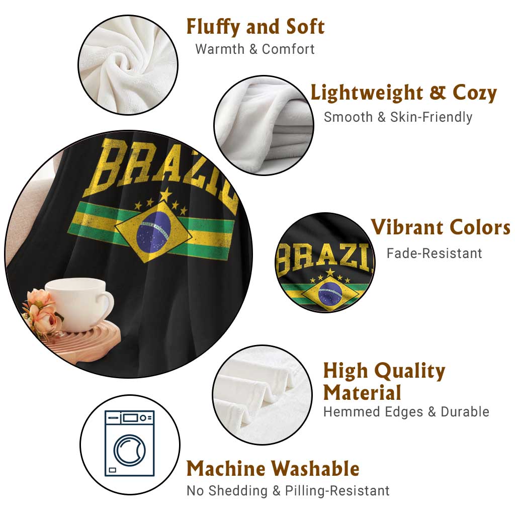 Brazilian Pride Vintage Brasil Brazil Flag Latin America Throw Blanket - Wonder Print Shop