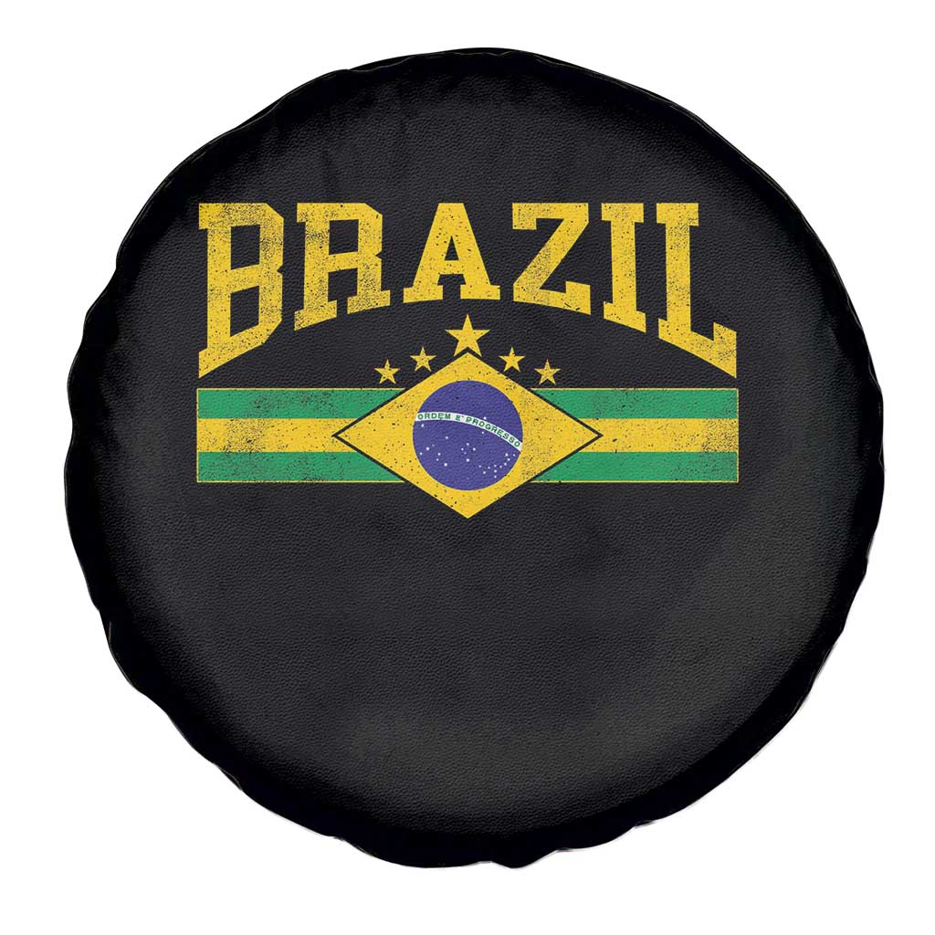 Brazilian Pride Vintage Brasil Brazil Flag Latin America Spare Tire Cover - Wonder Print Shop