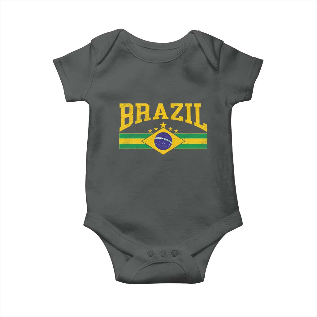 Brazilian Pride Vintage Brasil Brazil Flag Latin America Baby Onesie - Wonder Print Shop