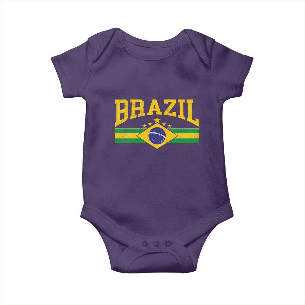 Brazilian Pride Vintage Brasil Brazil Flag Latin America Baby Onesie - Wonder Print Shop