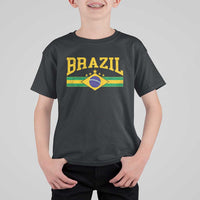 Brazilian Pride Vintage Brasil Brazil Flag Latin America T Shirt For Kid - Wonder Print Shop