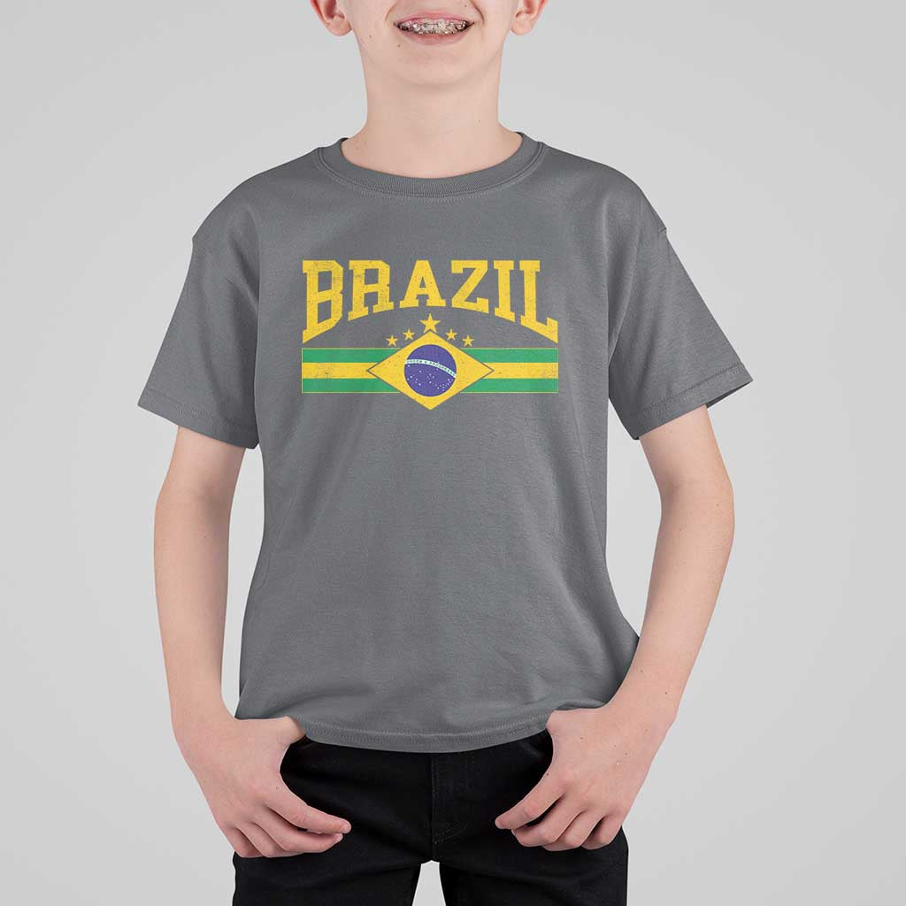 Brazilian Pride Vintage Brasil Brazil Flag Latin America T Shirt For Kid - Wonder Print Shop