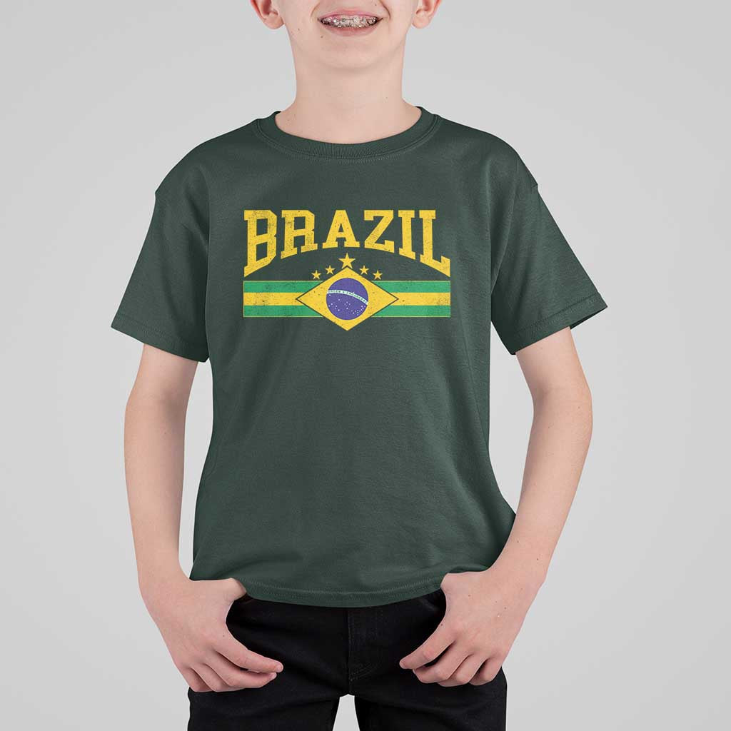 Brazilian Pride Vintage Brasil Brazil Flag Latin America T Shirt For Kid - Wonder Print Shop
