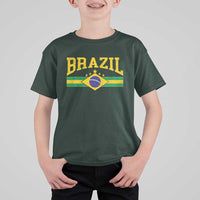 Brazilian Pride Vintage Brasil Brazil Flag Latin America T Shirt For Kid - Wonder Print Shop