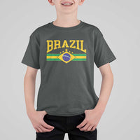 Brazilian Pride Vintage Brasil Brazil Flag Latin America T Shirt For Kid - Wonder Print Shop