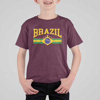 Brazilian Pride Vintage Brasil Brazil Flag Latin America T Shirt For Kid - Wonder Print Shop
