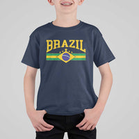 Brazilian Pride Vintage Brasil Brazil Flag Latin America T Shirt For Kid - Wonder Print Shop