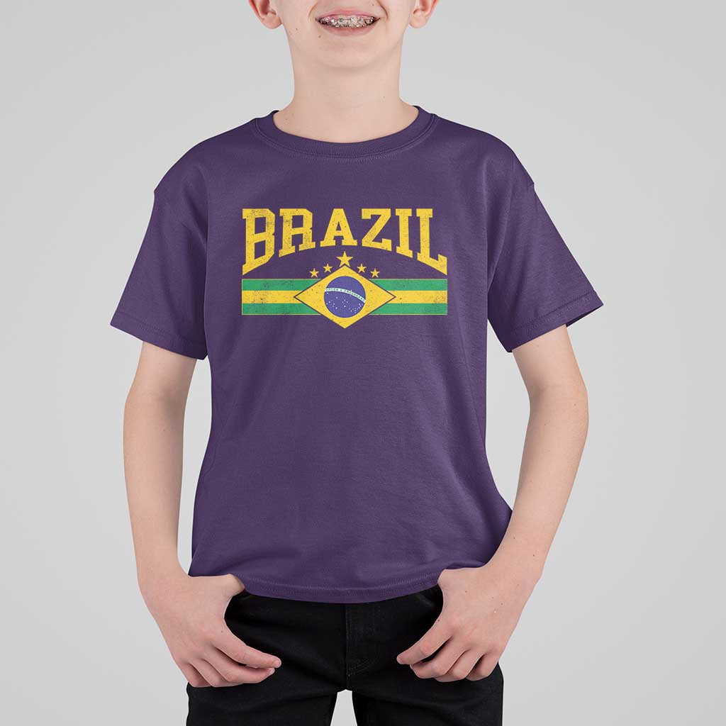 Brazilian Pride Vintage Brasil Brazil Flag Latin America T Shirt For Kid - Wonder Print Shop