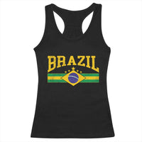 Brazilian Pride Vintage Brasil Brazil Flag Latin America Racerback Tank Top - Wonder Print Shop
