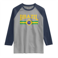 Brazilian Pride Vintage Brasil Brazil Flag Latin America Raglan Shirt - Wonder Print Shop
