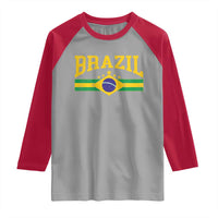 Brazilian Pride Vintage Brasil Brazil Flag Latin America Raglan Shirt - Wonder Print Shop