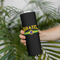 Brazilian Pride Vintage Brasil Brazil Flag Latin America Skinny Tumbler - Wonder Print Shop