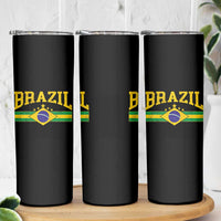 Brazilian Pride Vintage Brasil Brazil Flag Latin America Skinny Tumbler - Wonder Print Shop