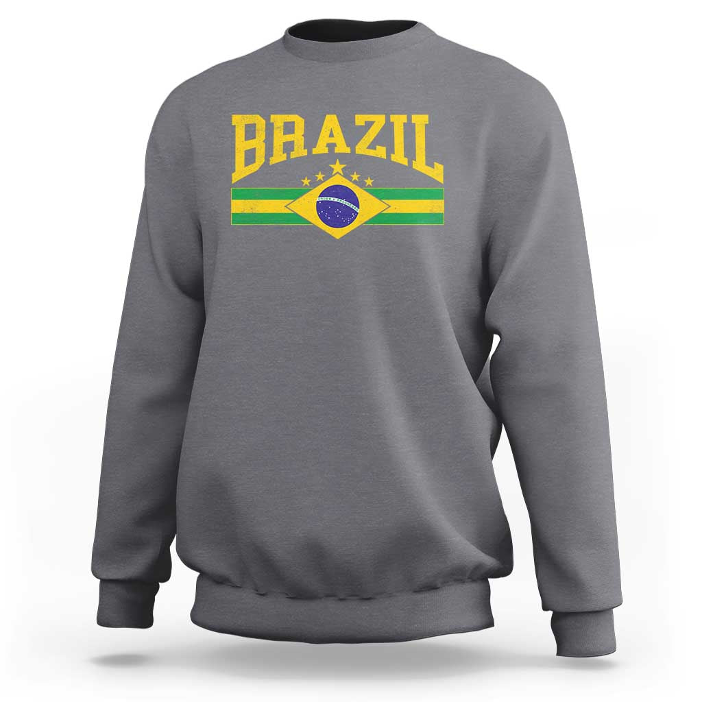 Brazilian Pride Vintage Brasil Brazil Flag Latin America Sweatshirt - Wonder Print Shop