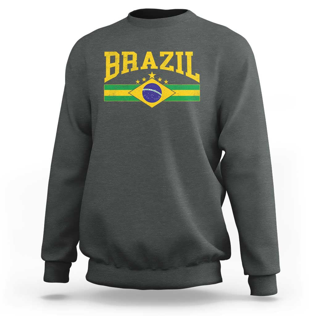 Brazilian Pride Vintage Brasil Brazil Flag Latin America Sweatshirt - Wonder Print Shop