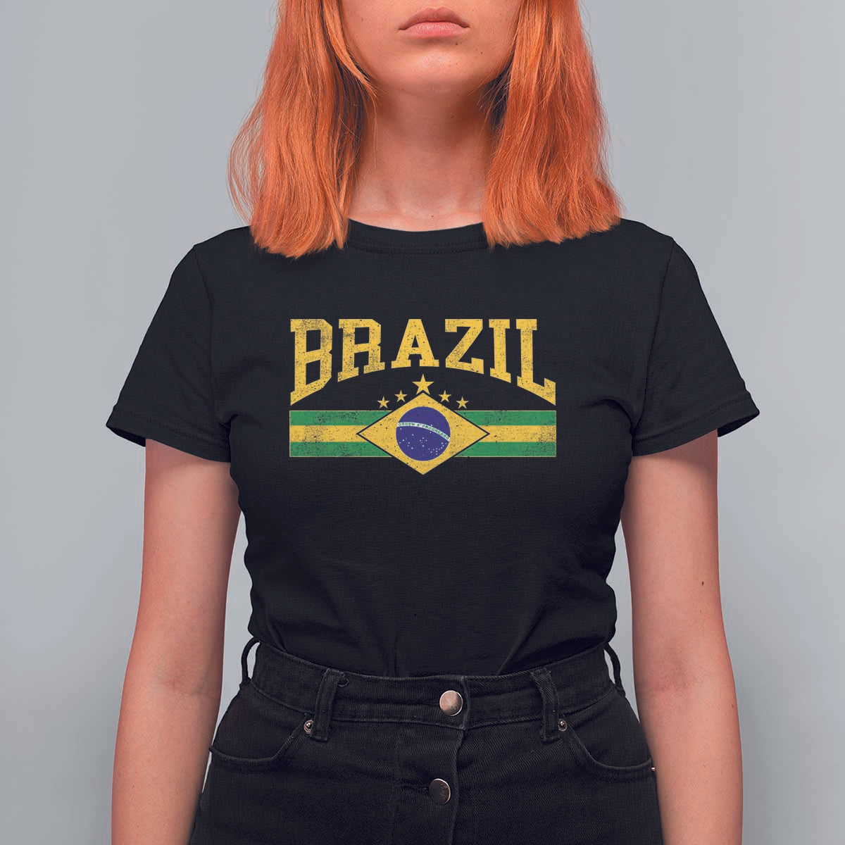 Brazilian Pride Vintage Brasil Brazil Flag Latin America T Shirt For Women - Wonder Print Shop